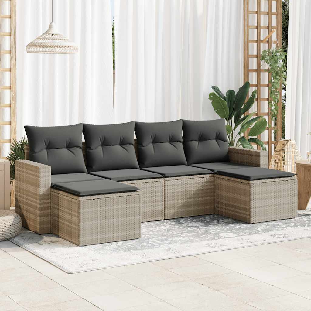 vidaXL 6-cz. zestaw mebli ogrodowych, z poduszkami, jasnoszary