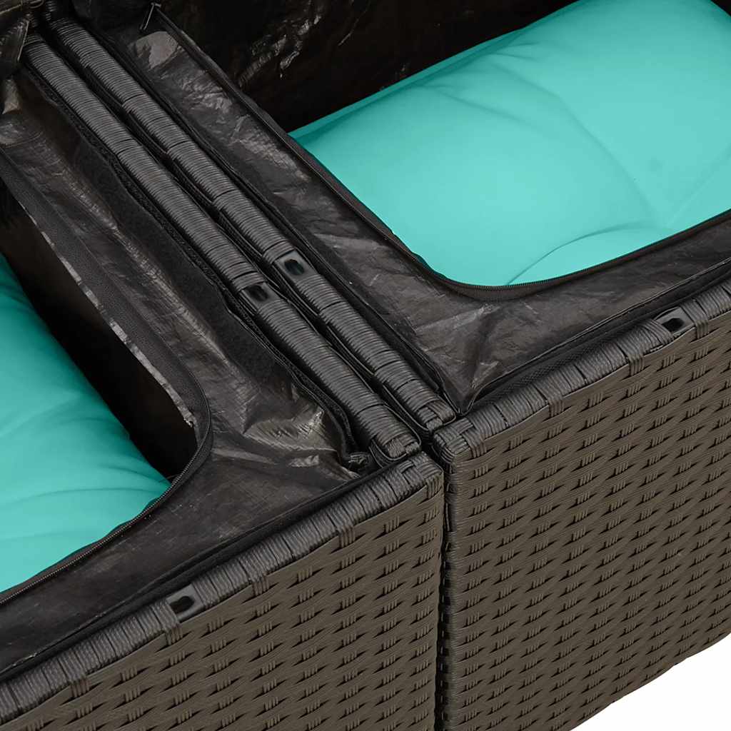 vidaXL 4-cz. zestaw wypoczynkowy do ogrodu, poduszki, czarny rattan PE