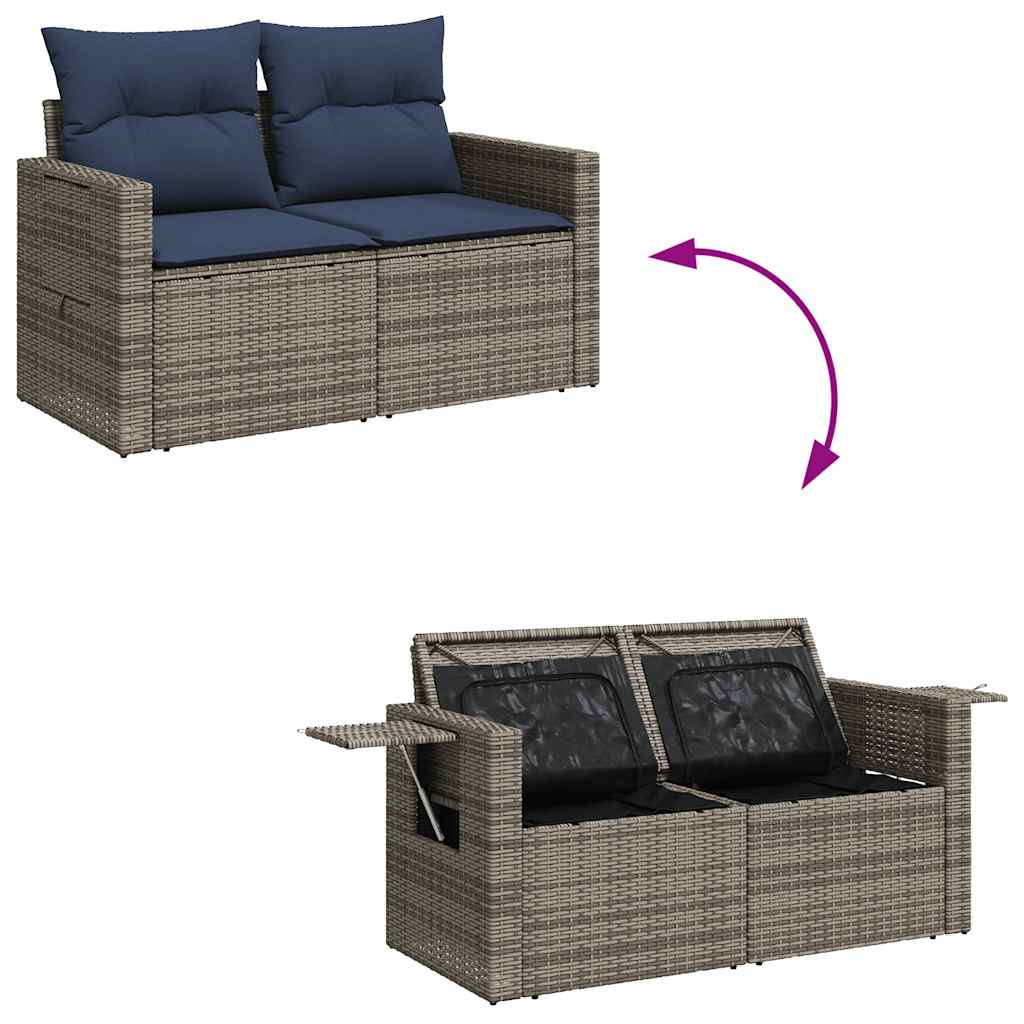 vidaXL 5-cz. zestaw wypoczynkowy do ogrodu, poduszki, szary rattan PE