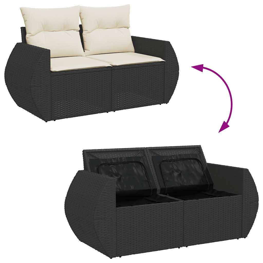 vidaXL 6-cz. zestaw mebli ogrodowych z poduszkami, czarny polirattan