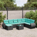 vidaXL 9-cz. zestaw wypoczynkowy do ogrodu, z poduszkami, czarny