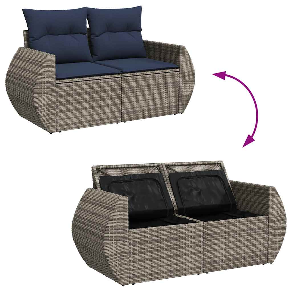 vidaXL 9-cz. zestaw mebli ogrodowych z poduszkami, szary, polirattan