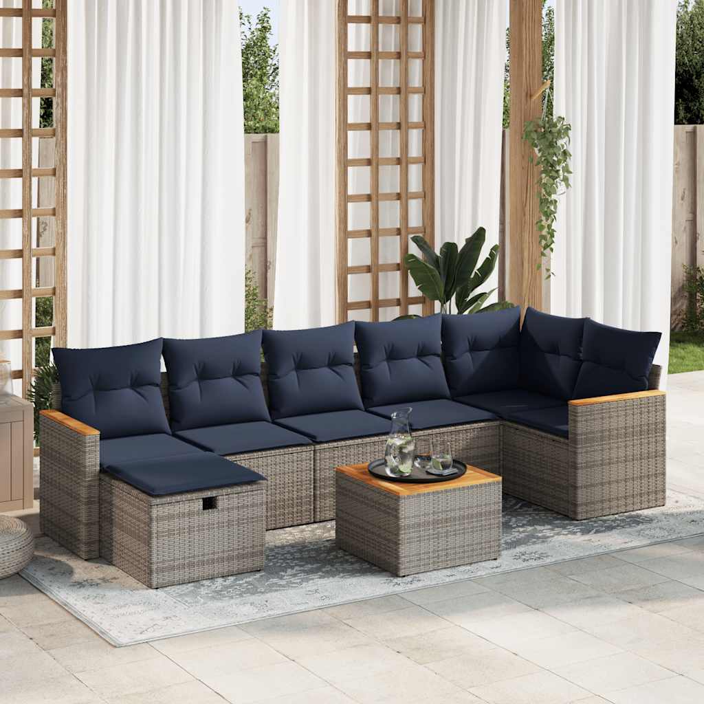vidaXL 8-cz. zestaw mebli ogrodowych z poduszkami, szary, polirattan