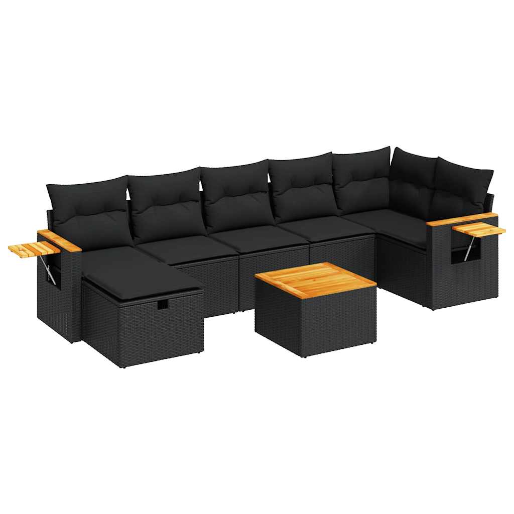 vidaXL 8-cz. zestaw wypoczynkowy do ogrodu, z poduszkami, czarny