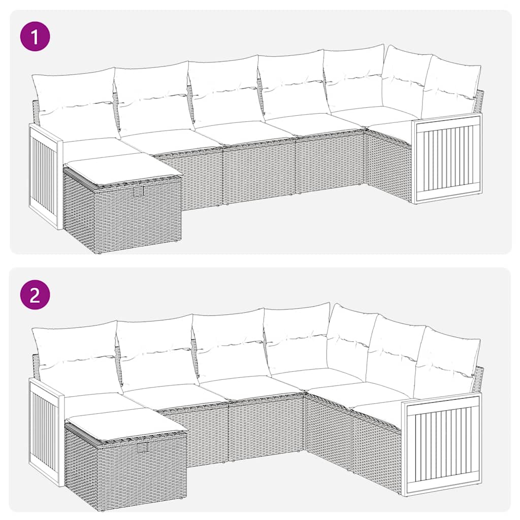 vidaXL 7-cz. zestaw wypoczynkowy do ogrodu, z poduszkami, czarny