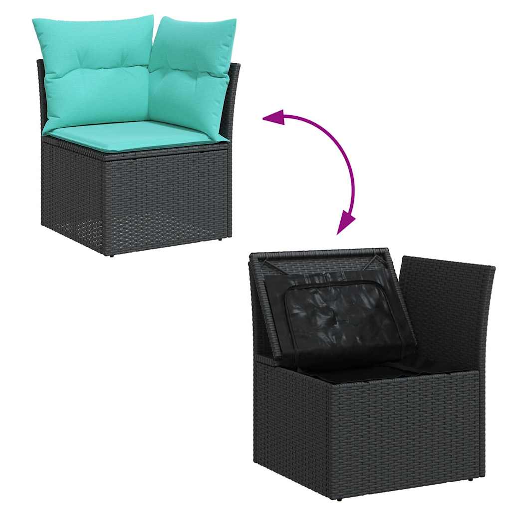 vidaXL 11-cz. zestaw wypoczynkowy do ogrodu, poduszki czarny rattan PE