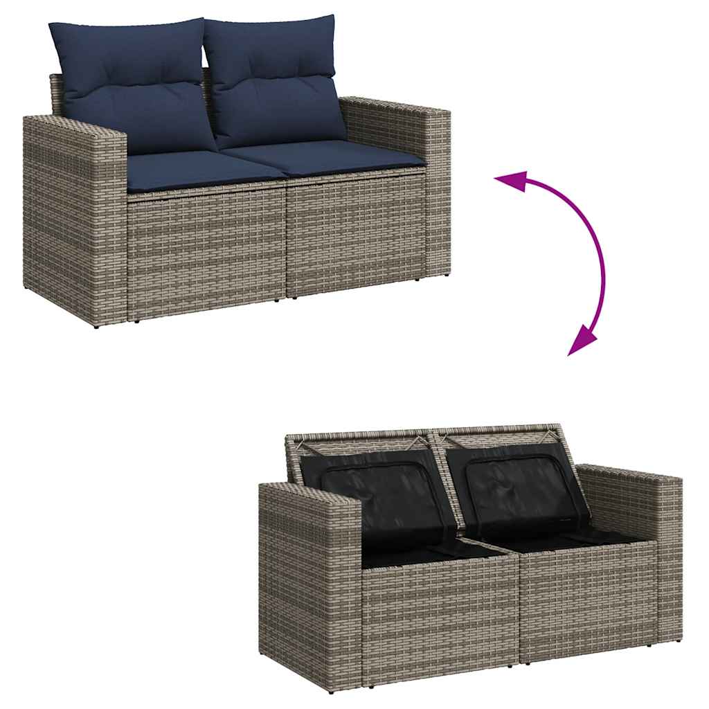vidaXL 7-cz. zestaw mebli z poduszkami, szary, polirattan i akacja