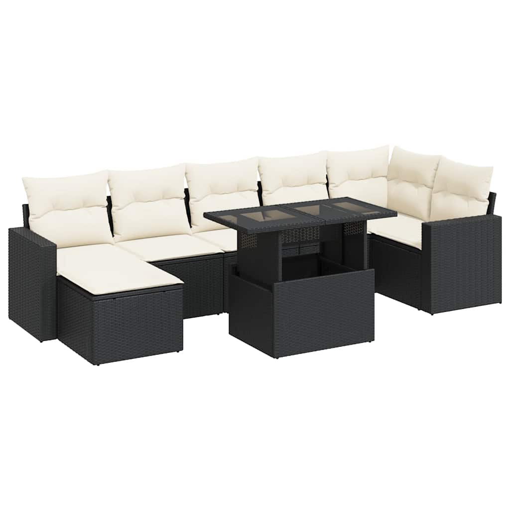 vidaXL 8-cz. zestaw wypoczynkowy do ogrodu, z poduszkami, czarny