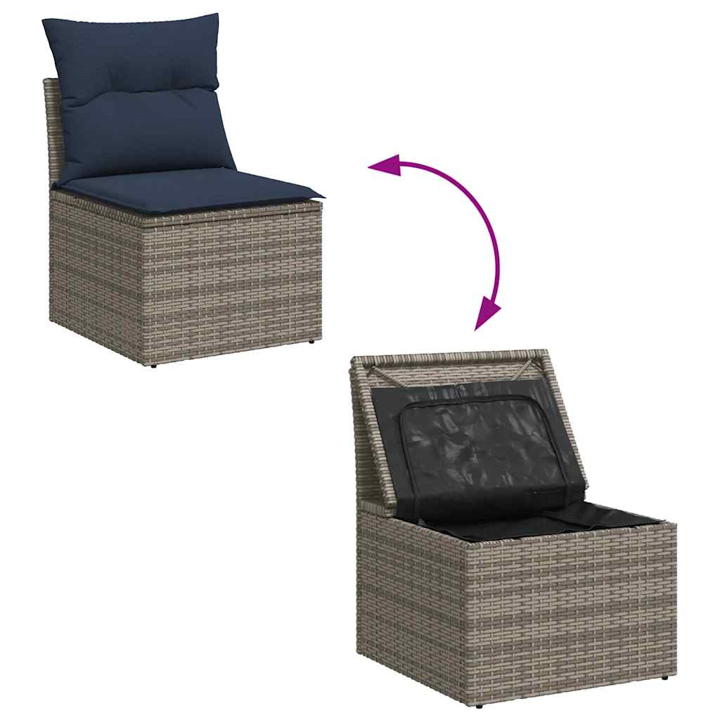 vidaXL 10-cz. zestaw mebli z poduszkami, szary, polirattan i akacja
