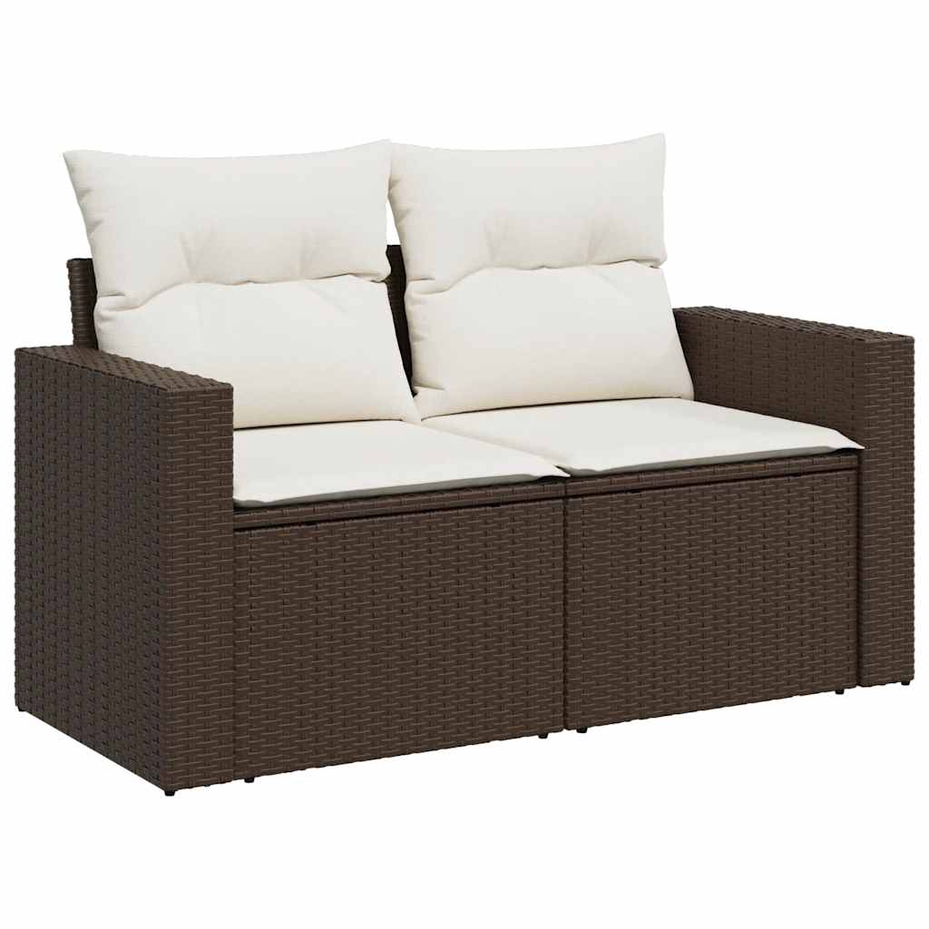 vidaXL 11-cz. zestaw mebli ogrodowych z poduszkami, brązowy, rattan PE