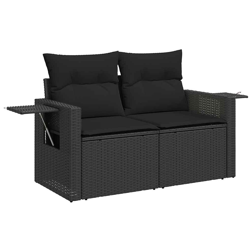 vidaXL 11-cz. zestaw wypoczynkowy do ogrodu, poduszki czarny rattan PE