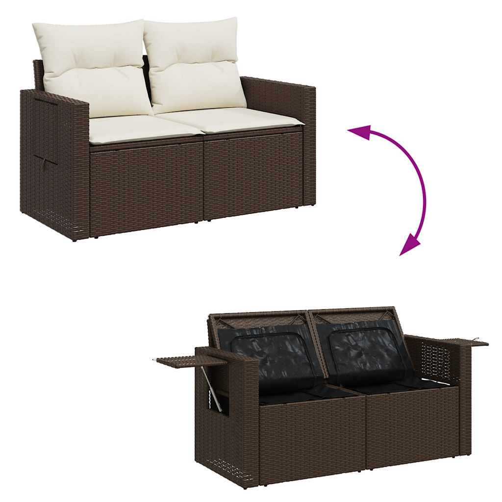 vidaXL 11-cz. zestaw mebli ogrodowych z poduszkami, brązowy, rattan PE
