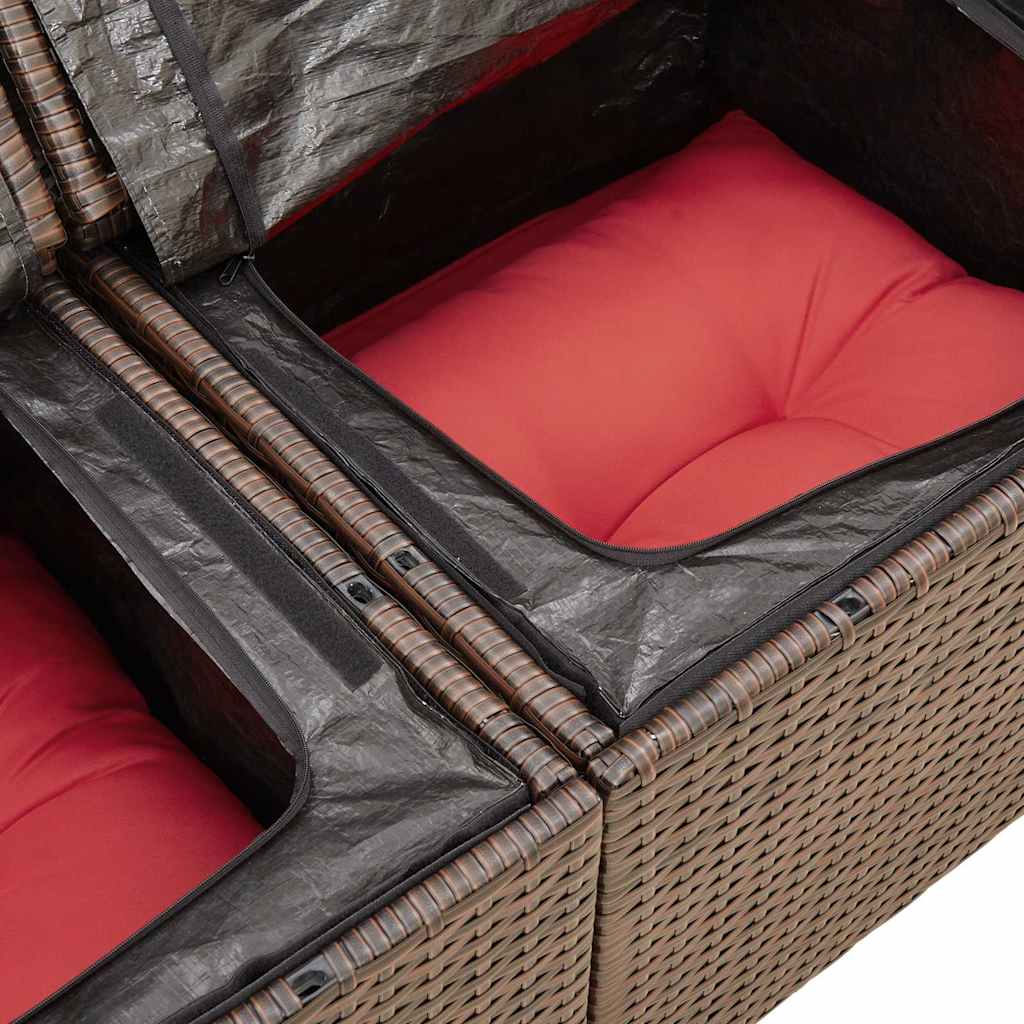 vidaXL 5-cz. zestaw mebli z poduszkami, brązowy, polirattan i akacja