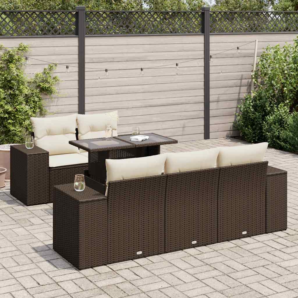 vidaXL 6-cz. zestaw wypoczynkowy do ogrodu, z poduszkami, brązowy