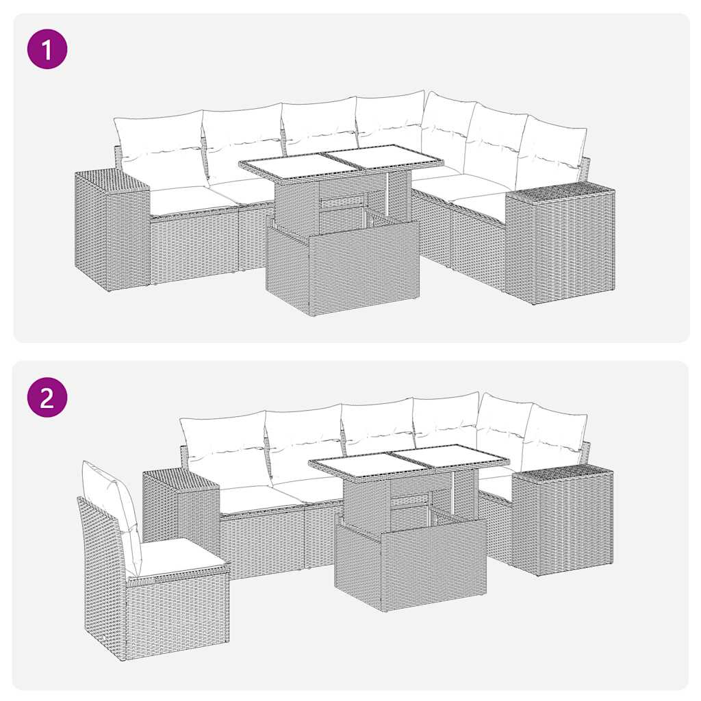 vidaXL 7-cz. zestaw wypoczynkowy do ogrodu, z poduszkami, szary