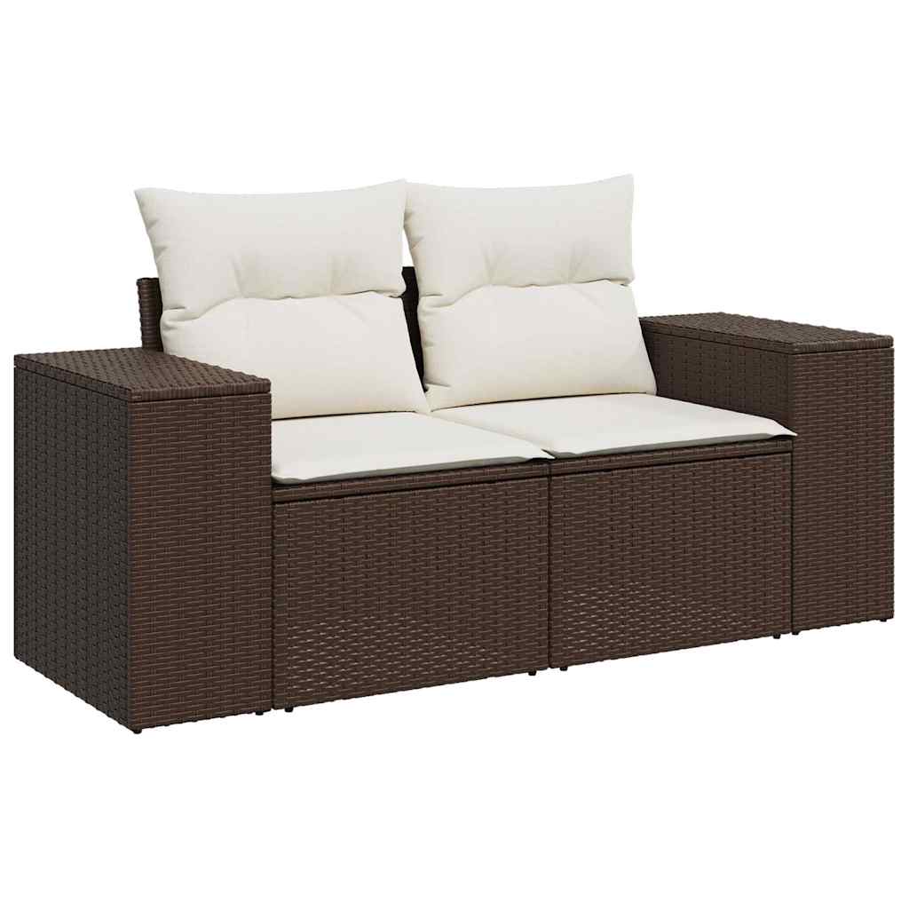 vidaXL 11-cz. zestaw mebli ogrodowych z poduszkami, brązowy, rattan PE