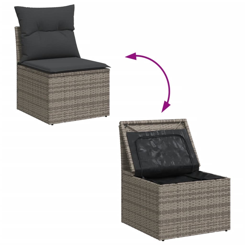 vidaXL 9-cz. zestaw mebli ogrodowych z poduszkami, szary, polirattan