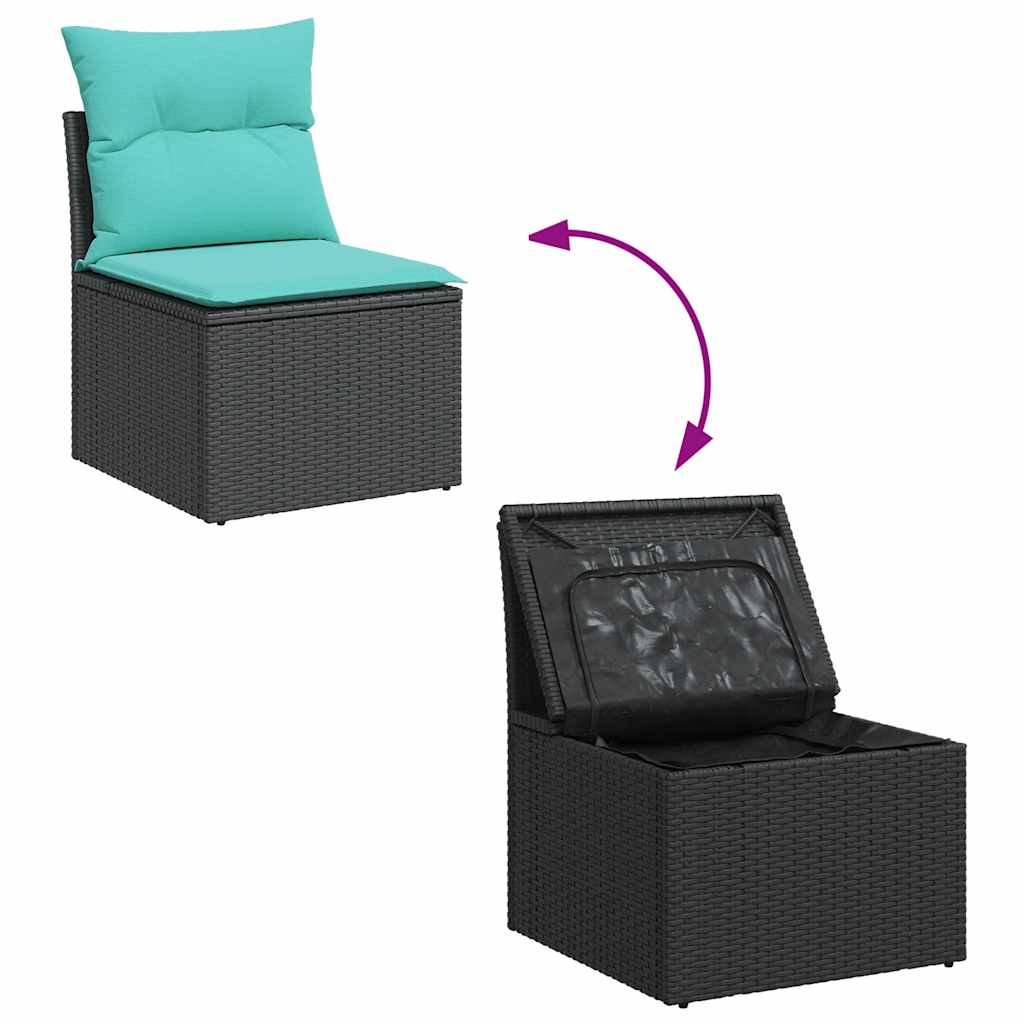vidaXL 6-cz. zestaw mebli ogrodowych z poduszkami, czarny polirattan