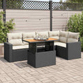 vidaXL 6-cz. zestaw mebli ogrodowych z poduszkami, czarny polirattan