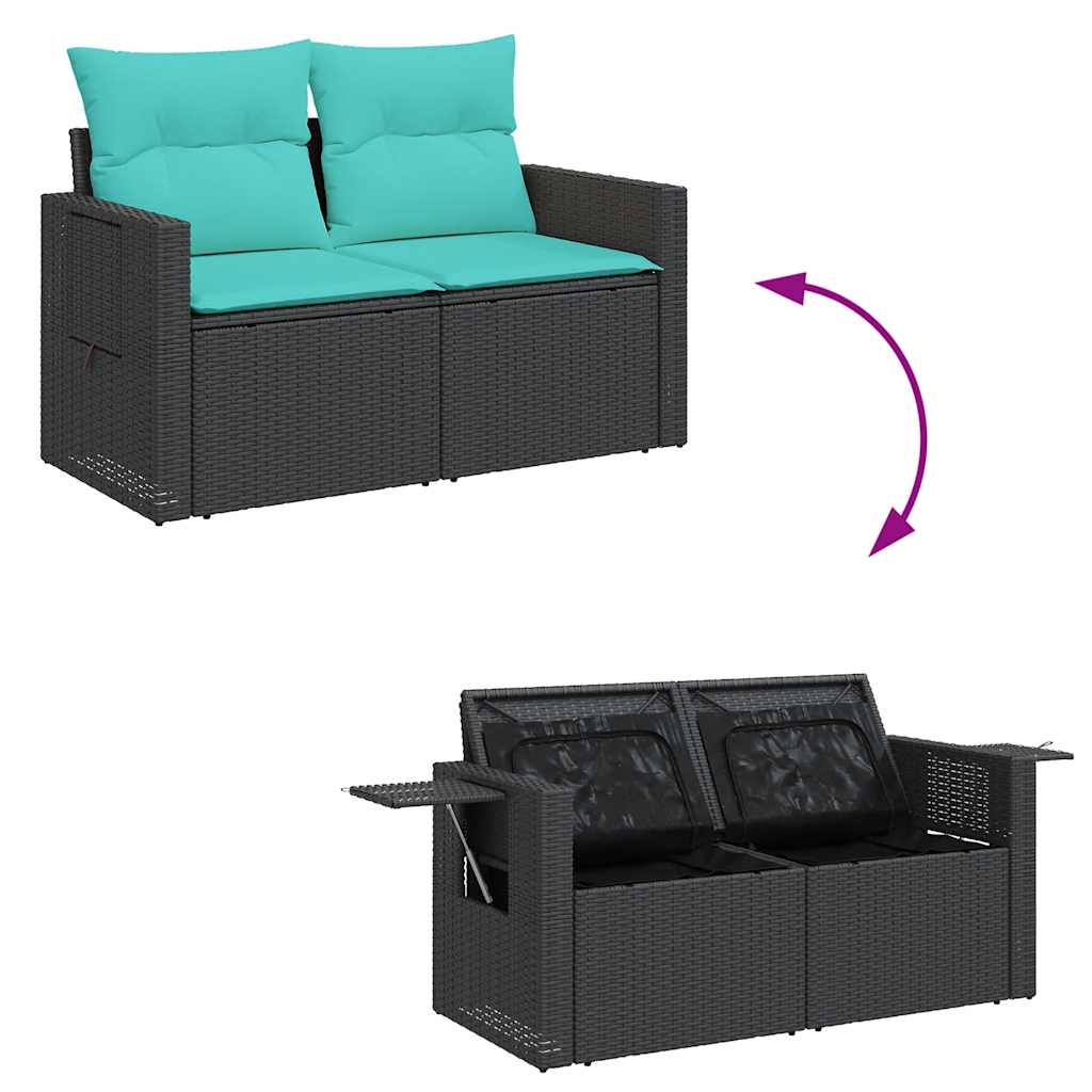 vidaXL 5-cz. zestaw wypoczynkowy do ogrodu, poduszki, czarny rattan PE