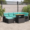 vidaXL 7-cz. zestaw wypoczynkowy do ogrodu, z poduszkami, czarny