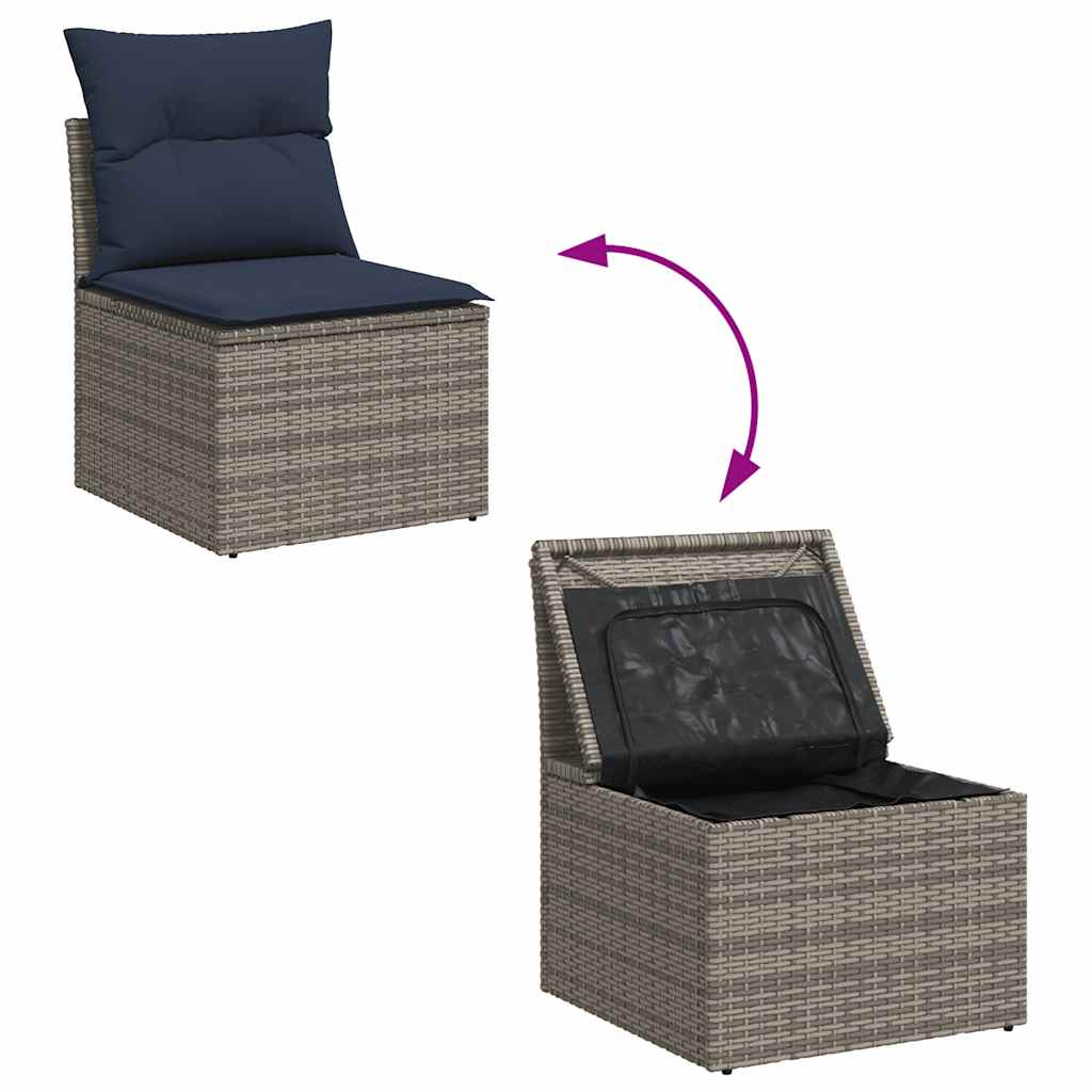vidaXL 9-cz. zestaw mebli ogrodowych z poduszkami, szary, polirattan