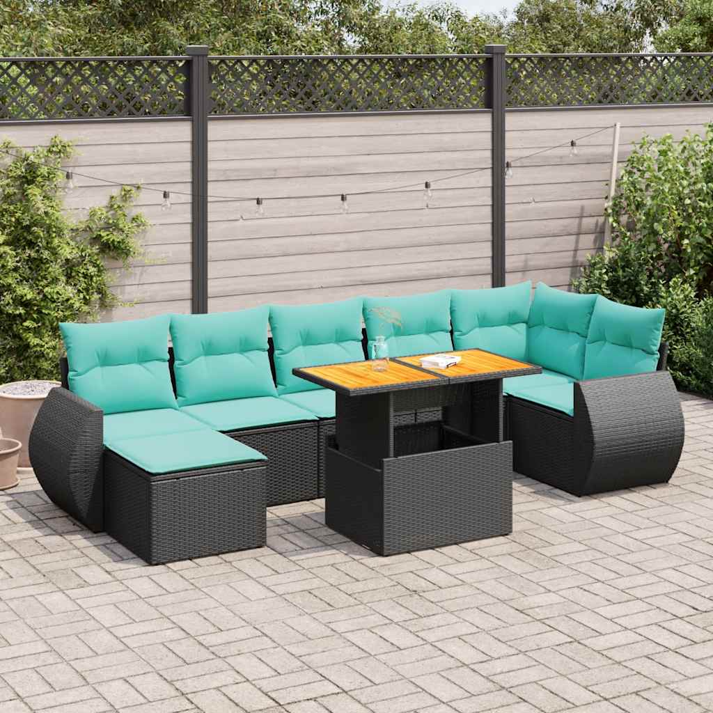 vidaXL 8-cz. zestaw wypoczynkowy do ogrodu, z poduszkami, czarny