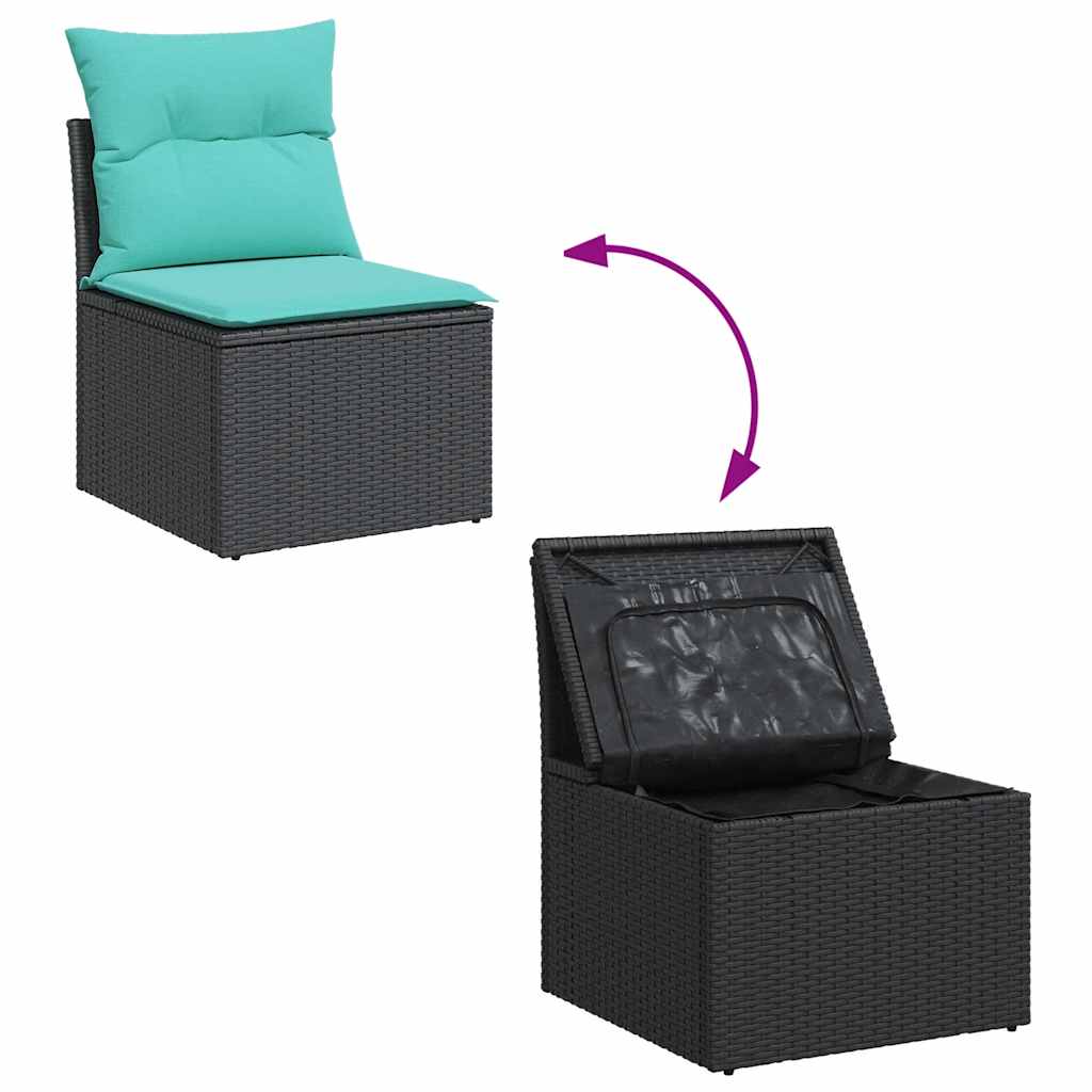 vidaXL 7-cz. zestaw wypoczynkowy do ogrodu, z poduszkami, czarny