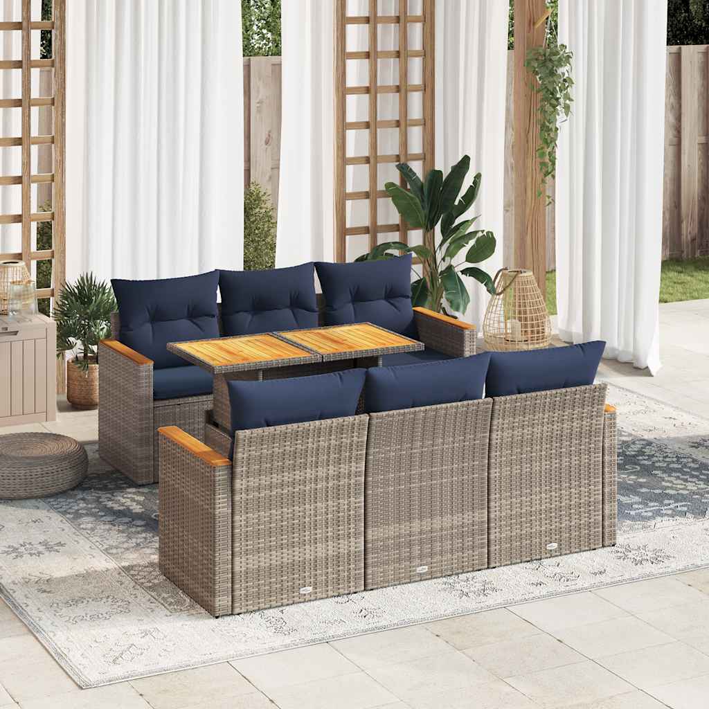vidaXL 7-cz. zestaw wypoczynkowy do ogrodu, z poduszkami, szary