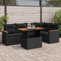 vidaXL 6-cz. zestaw mebli z poduszkami, czarny, polirattan i akacja