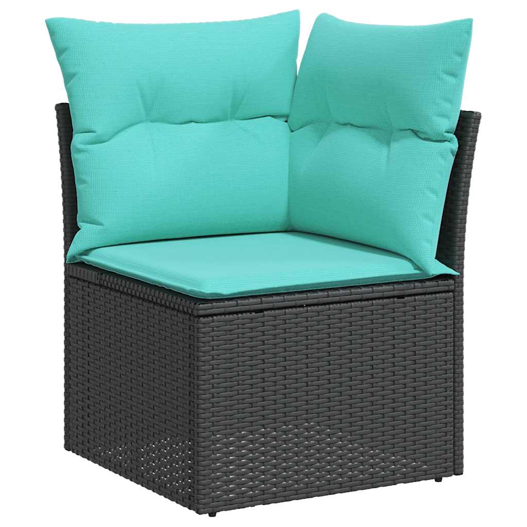 vidaXL 7-cz. zestaw wypoczynkowy do ogrodu, z poduszkami, czarny