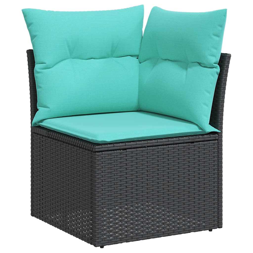 vidaXL 9-cz. zestaw wypoczynkowy do ogrodu, z poduszkami, czarny