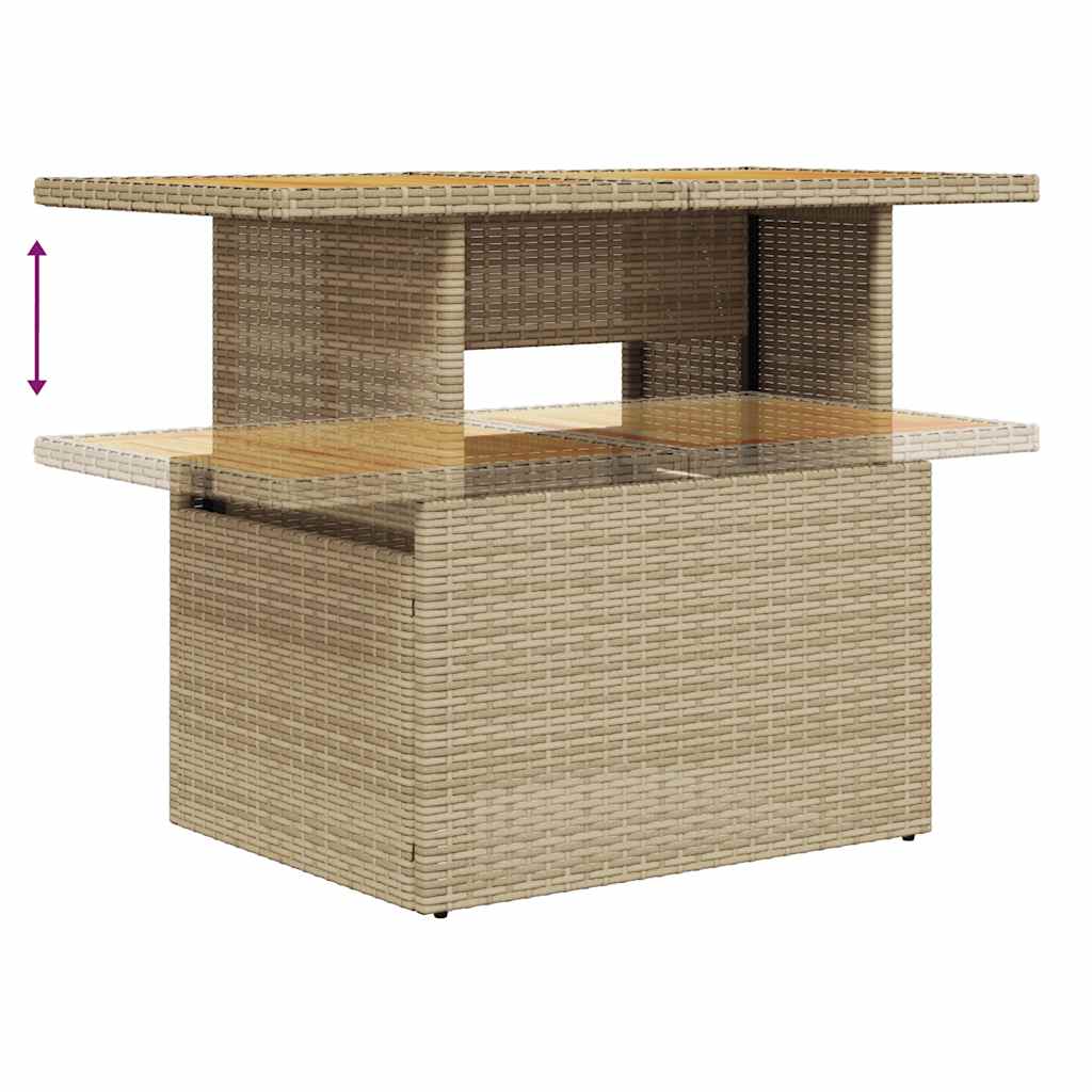 vidaXL 11-cz. zestaw mebli z poduszkami, beżowy, polirattan i akacja