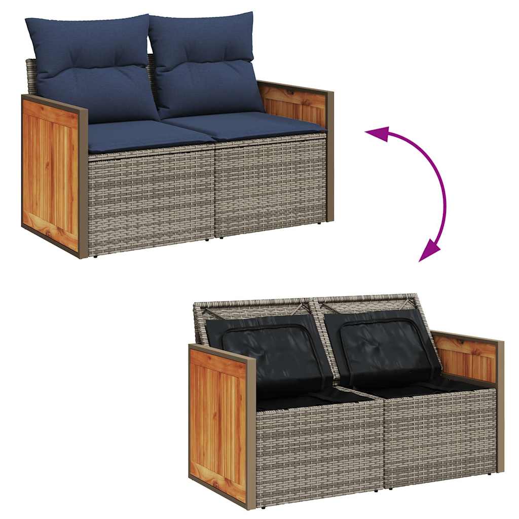 vidaXL 6-cz. zestaw mebli z poduszkami, szary, polirattan i akacja