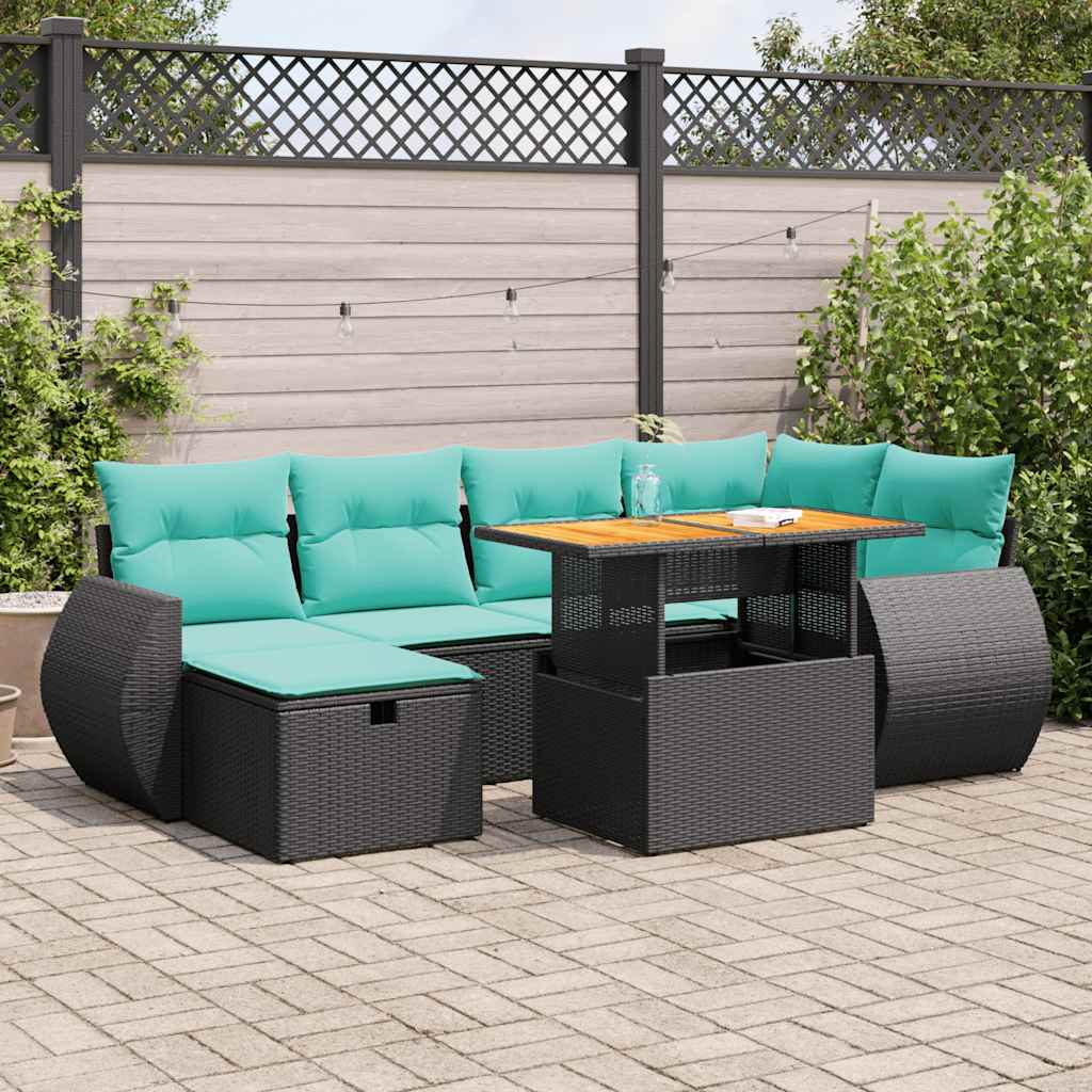 vidaXL 7-cz. zestaw mebli z poduszkami, szary, polirattan i akacja