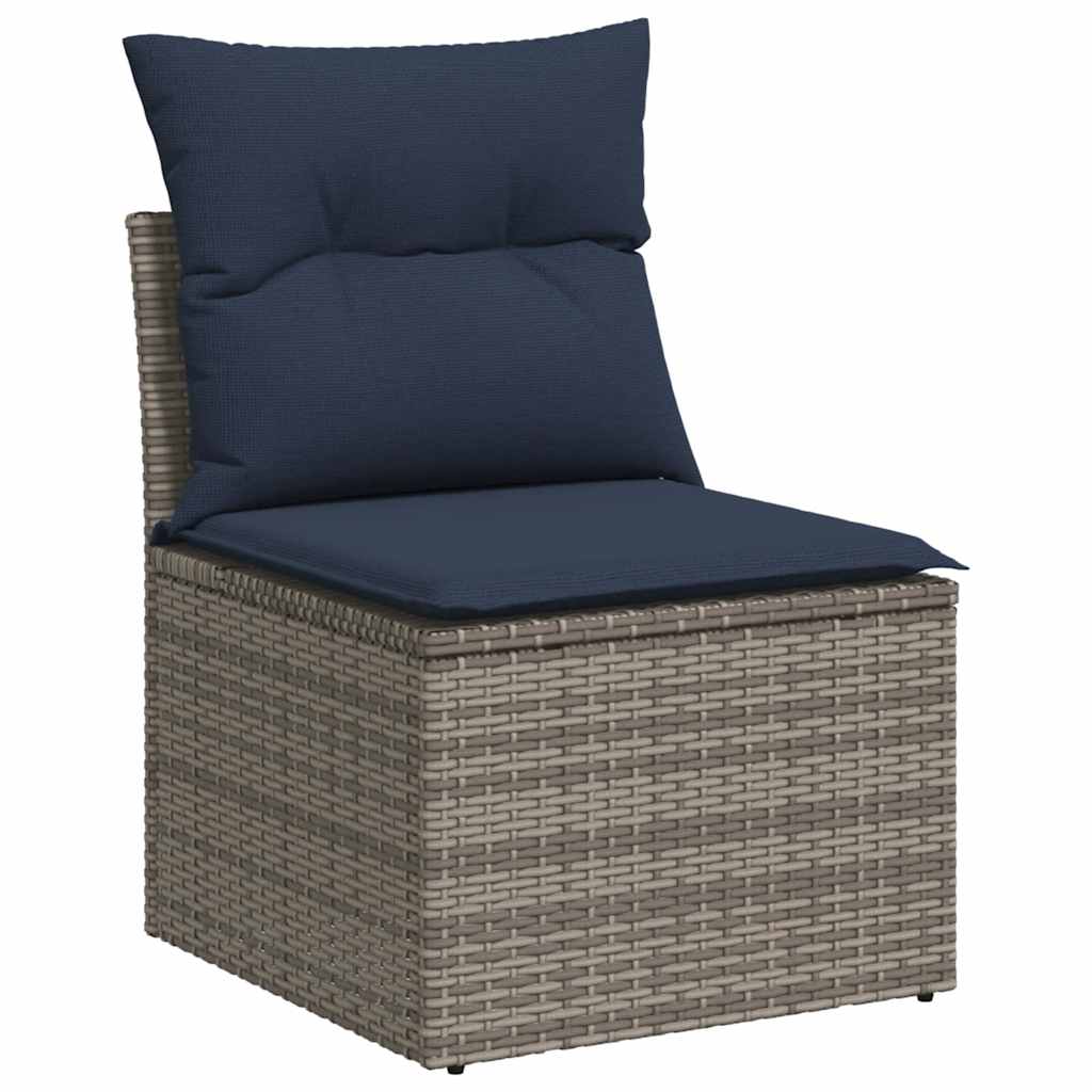 vidaXL 9-cz. zestaw mebli z poduszkami, szary, polirattan i akacja