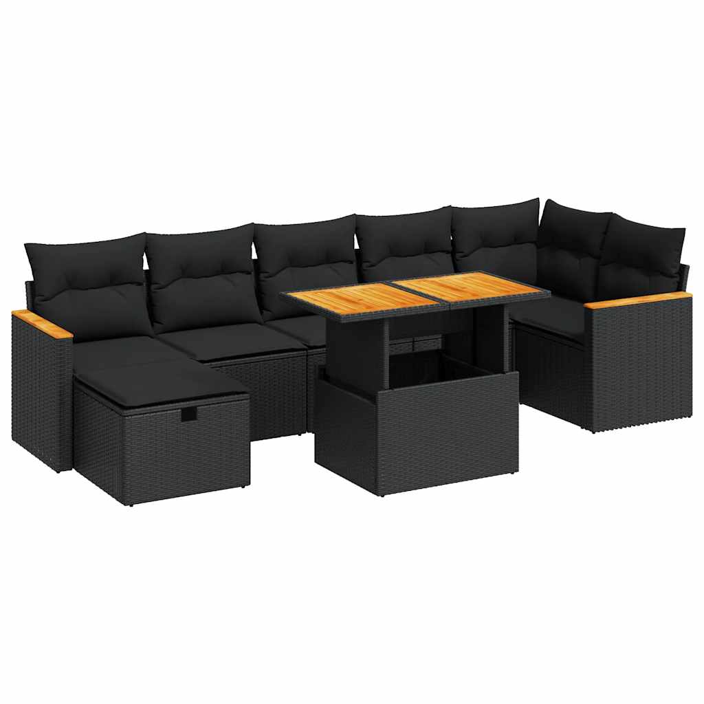 vidaXL 5-cz. zestaw wypoczynkowy do ogrodu, poduszki, czarny rattan PE