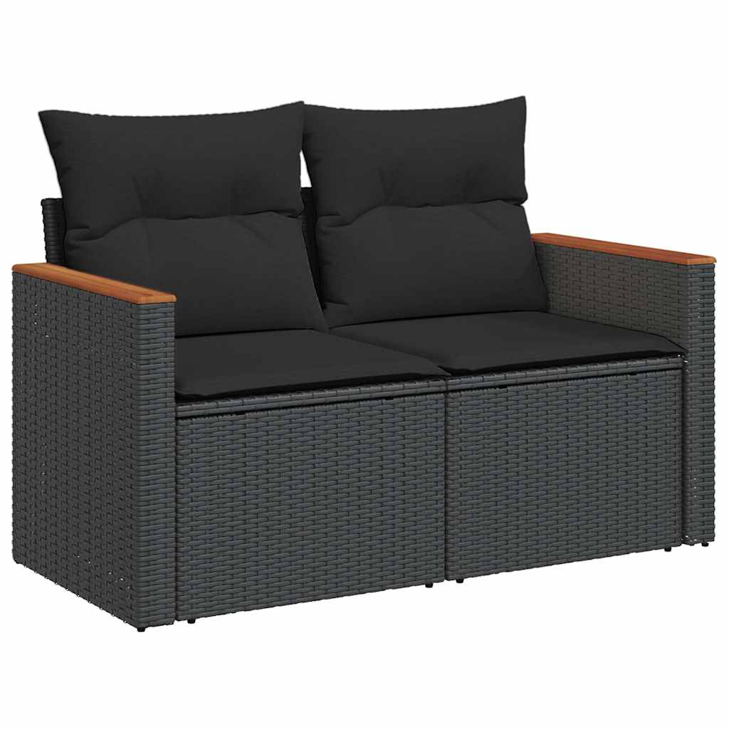 vidaXL 5-cz. zestaw wypoczynkowy do ogrodu, poduszki, czarny rattan PE