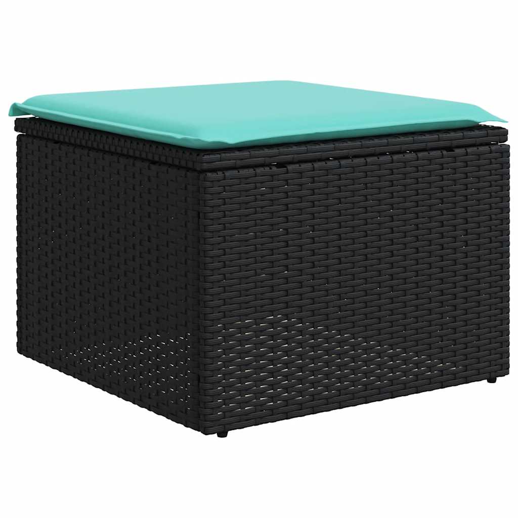 vidaXL 2-cz. zestaw mebli z poduszkami, czarny, polirattan i akacja