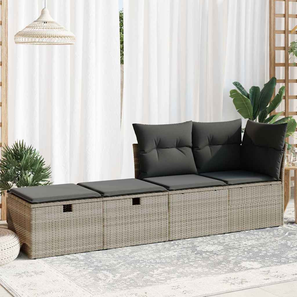 vidaXL 2-cz sofa ogrodowa z poduszkami, jasnoszary, rattan PE i akacja