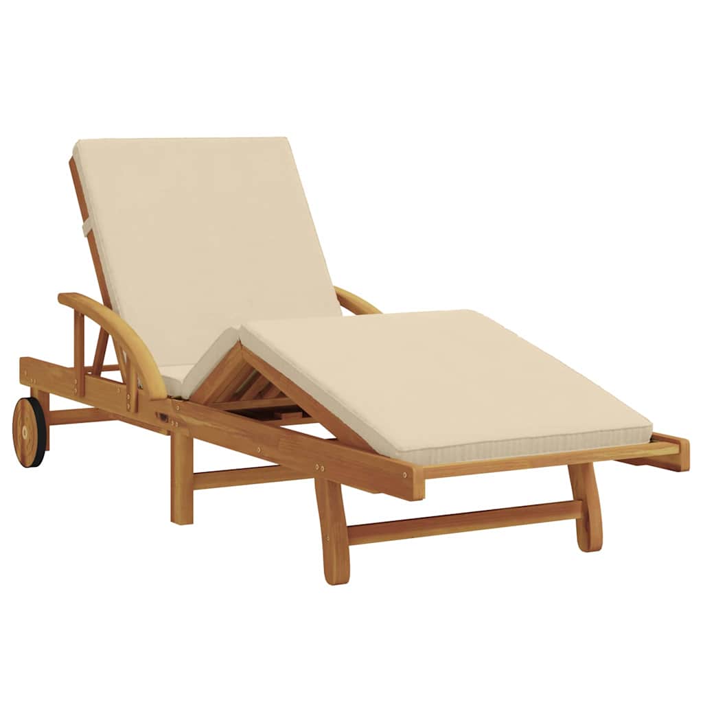 vidaXL Leżak Beżowy 200 x 67 x 84 cm Lite Drewno Akacji