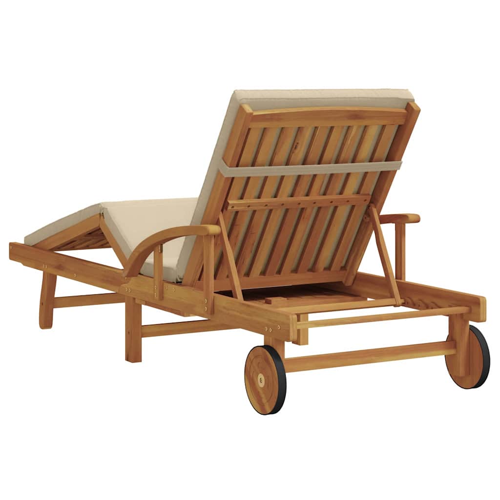 vidaXL Leżak Beżowy 200 x 67 x 84 cm Lite Drewno Akacji