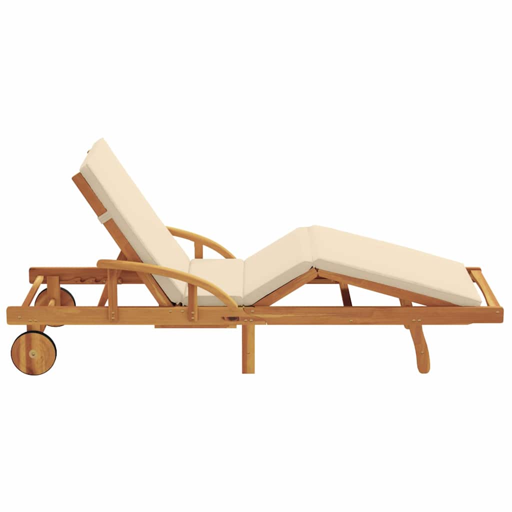 vidaXL Leżak Beżowy 200 x 67 x 84 cm Lite Drewno Akacji