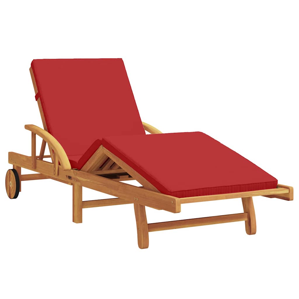 vidaXL Leżak Czerwony 200 x 67 x 84 cm Lite Drewno Akacji