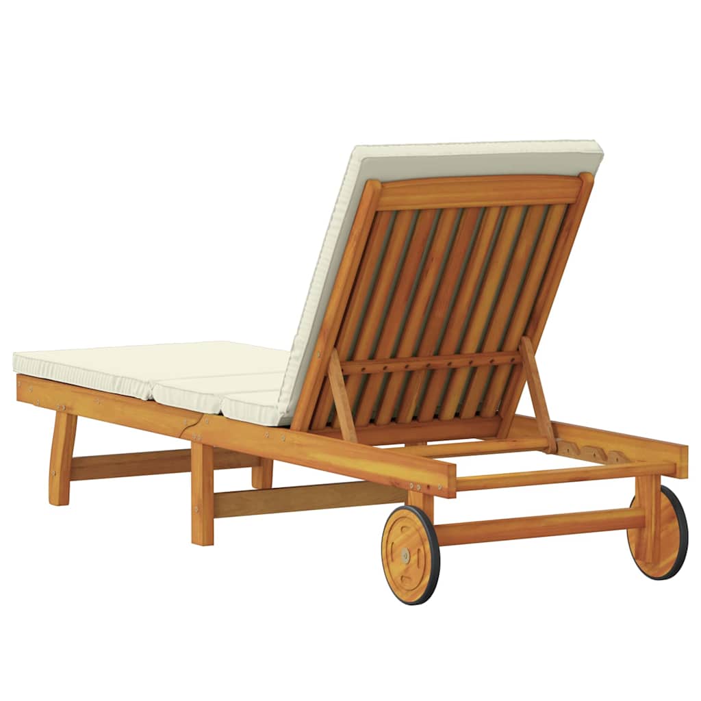 vidaXL Leżak Brązowy i Kremowy 199 x 63 x 85 cm Lite Drewno Akacji