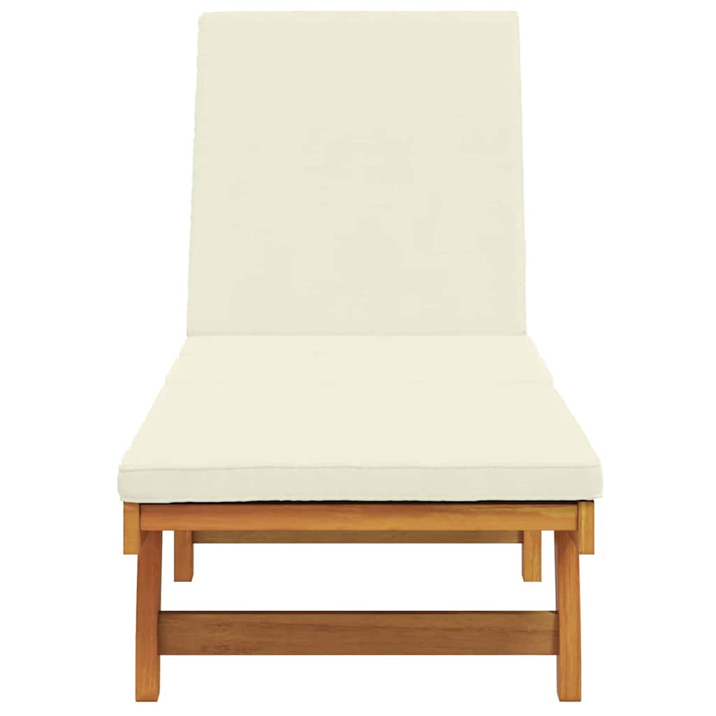 vidaXL Leżak Brązowy i Kremowy 199 x 63 x 85 cm Lite Drewno Akacji