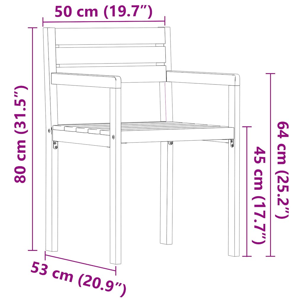 vidaXL Krzesła ogrodowe 4 szt. 50x53x80 cm Drewno lite Akacja