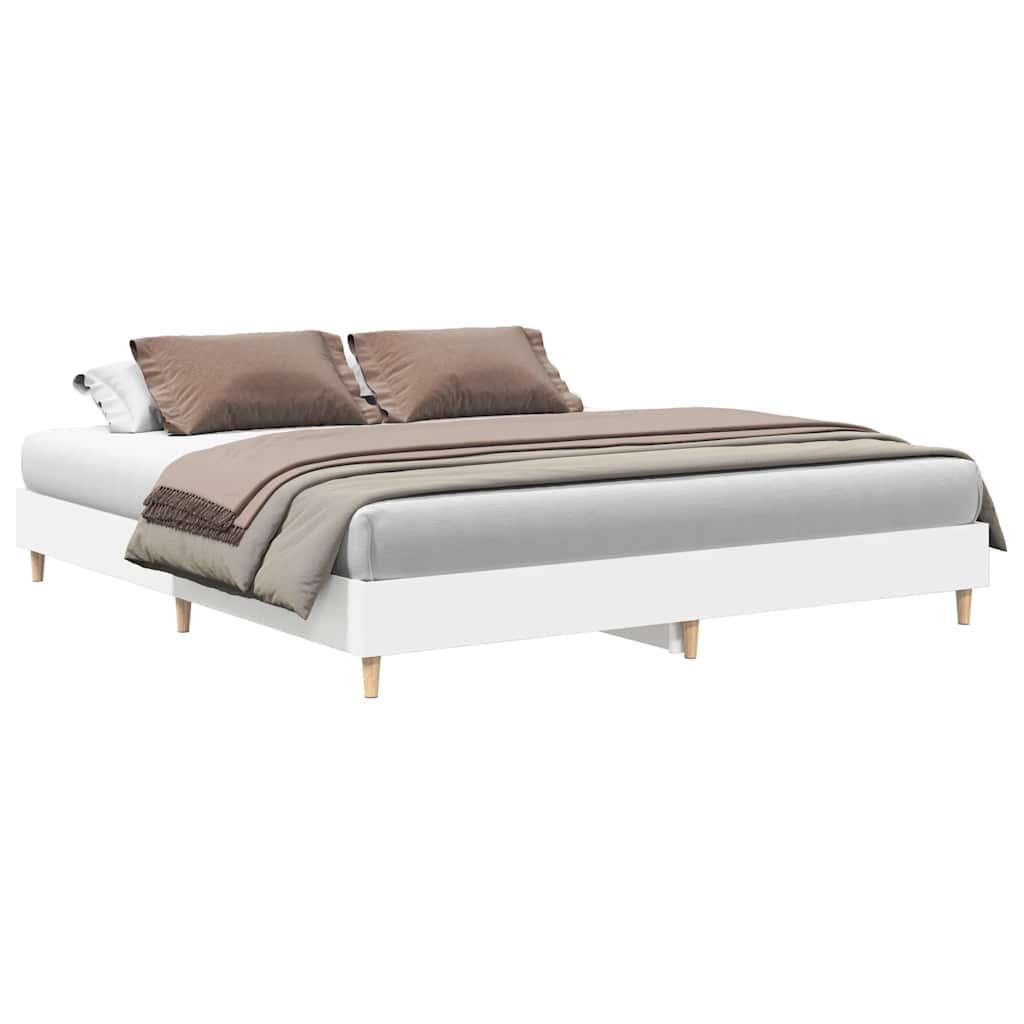 vidaXL Rama łóżka bez materaca Biała 200x200 cm Drewno klejone