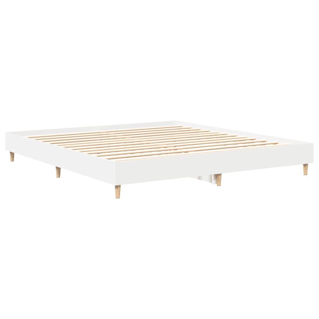 vidaXL Rama łóżka bez materaca Biała 200x200 cm Drewno klejone