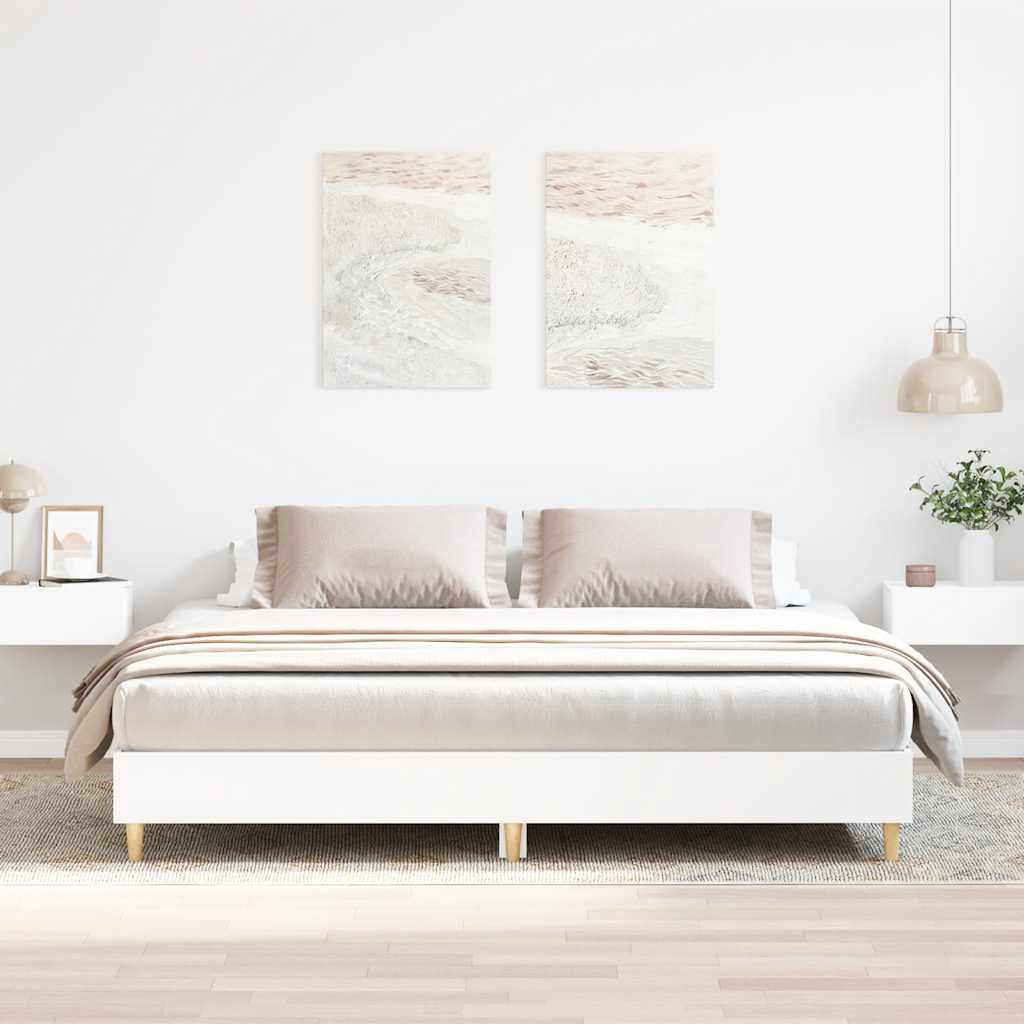 vidaXL Rama łóżka bez materaca Biała 200x200 cm Drewno klejone
